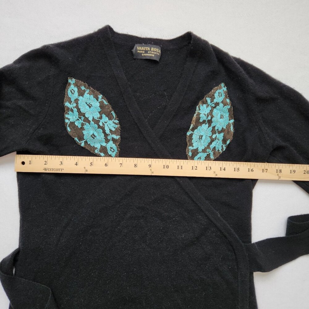 Vanita Rosa Paris St. Barth Black Cashmere Wrap Cardigan Embellished Resort - Picture 11 of 13